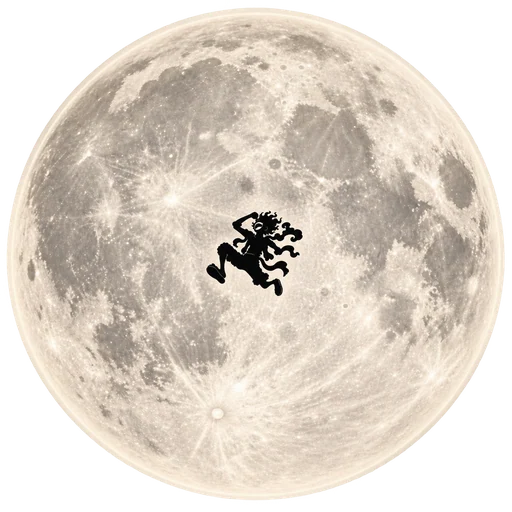 A realistic moon with a small Gear 5 silhouette centered inside